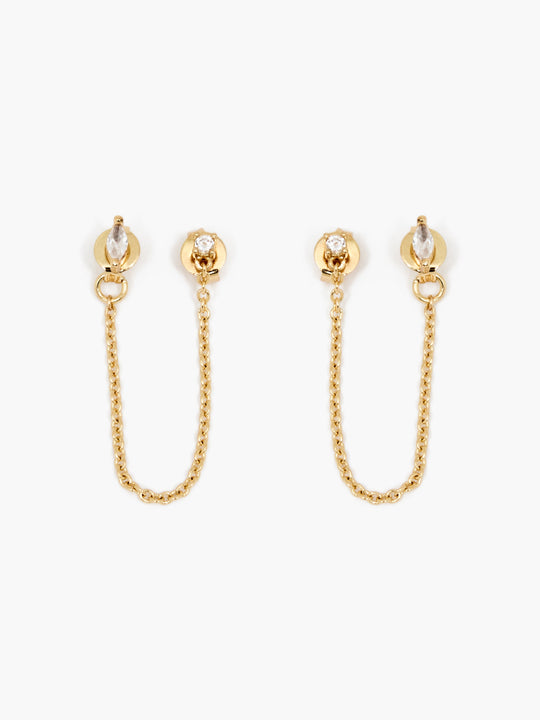 Front Back Chain Crystal Earrings