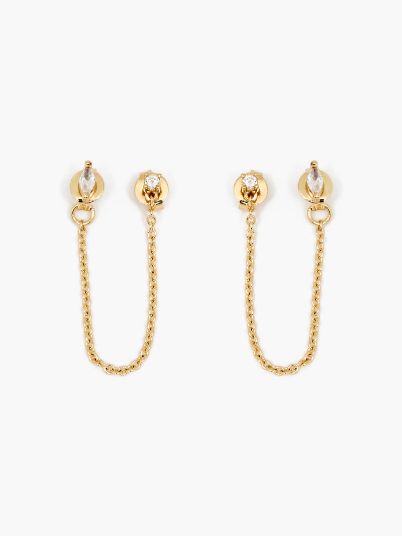 Front Back Chain Crystal Earrings