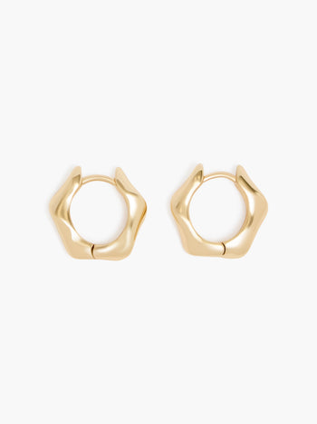 Molten Hexagon Huggie Hoop Earrings