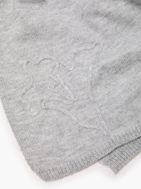 Grey Floral Knit Scarf