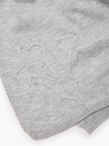 Grey Floral Knit Scarf