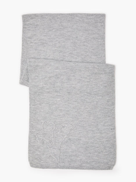Grey Floral Knit Scarf