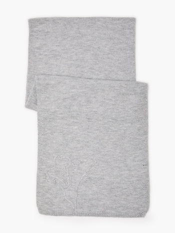 Grey Floral Knit Scarf