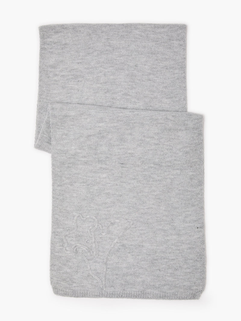 Grey Floral Knit Scarf