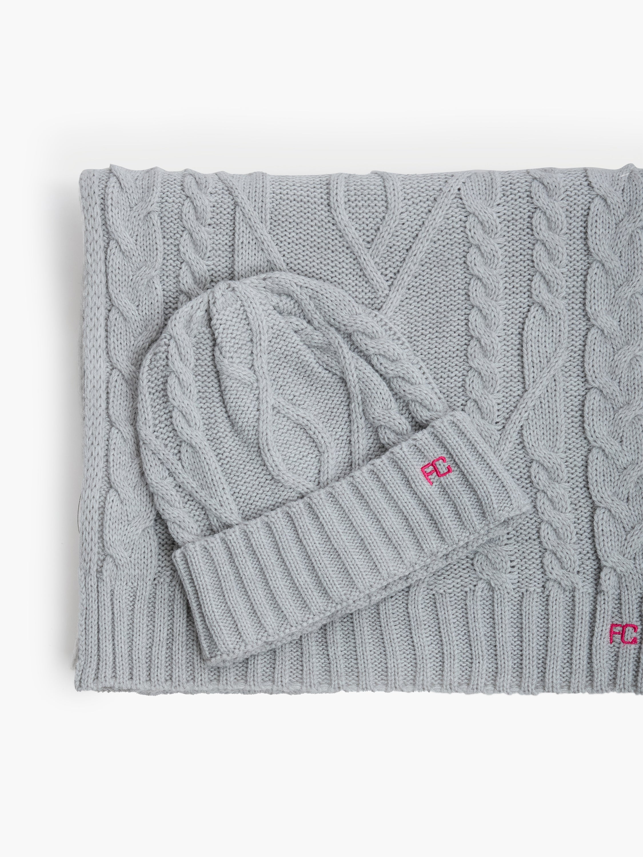 Cable Knit Scarf and Beanie Set