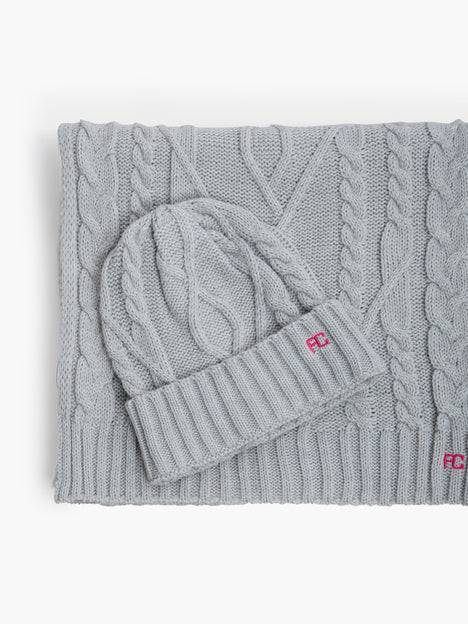 Cable Knit Scarf and Beanie Set