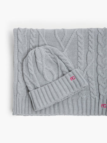 Cable Knit Scarf and Beanie Set