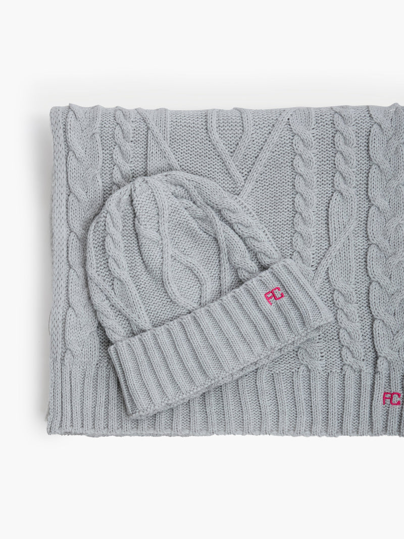 Cable Knit Scarf and Beanie Set