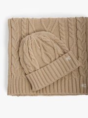 Cable Knit Scarf and Beanie Set
