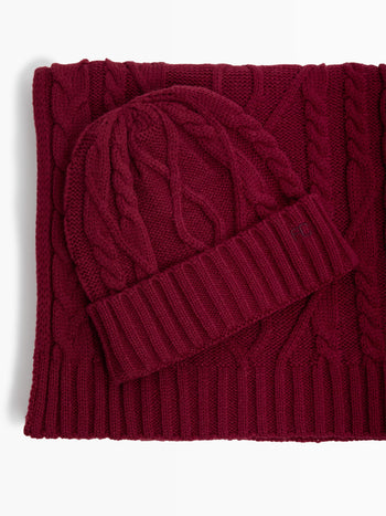 Cable Knit Scarf and Beanie Set