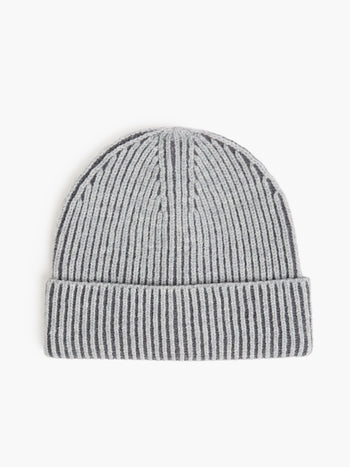 Two Tone Knit Beanie Hat
