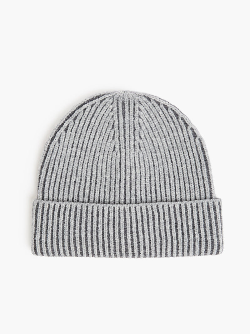 Two Tone Knit Beanie Hat