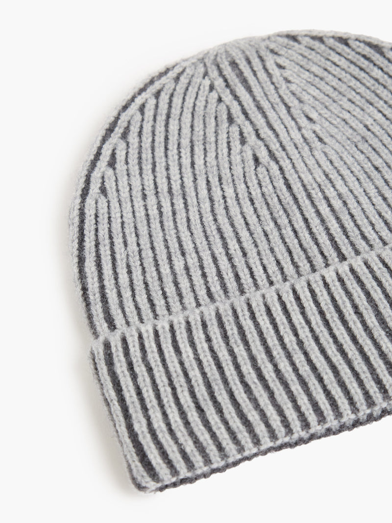 Two Tone Knit Beanie Hat
