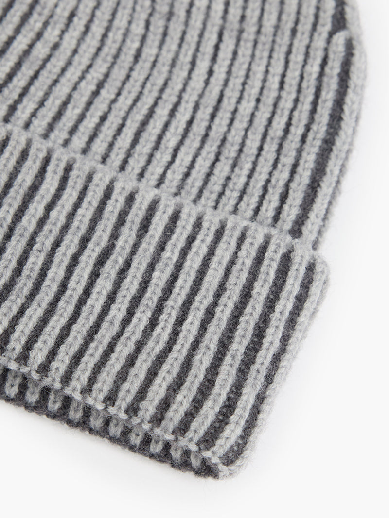 Two Tone Knit Beanie Hat