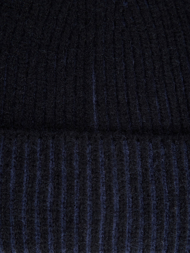 Two Tone Knit Beanie Hat