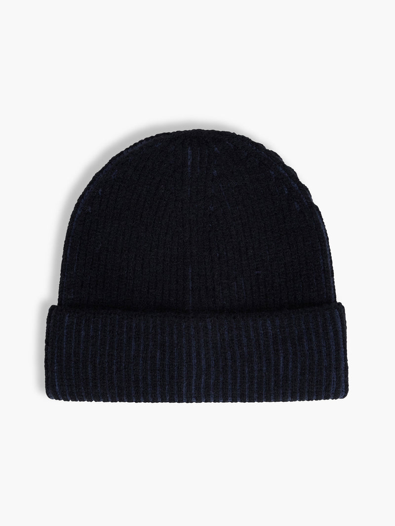 Two Tone Knit Beanie Hat