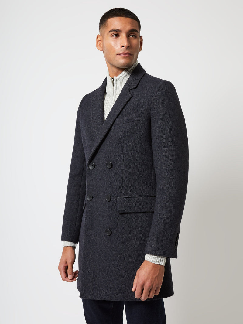 Double breasted sale herringbone coat