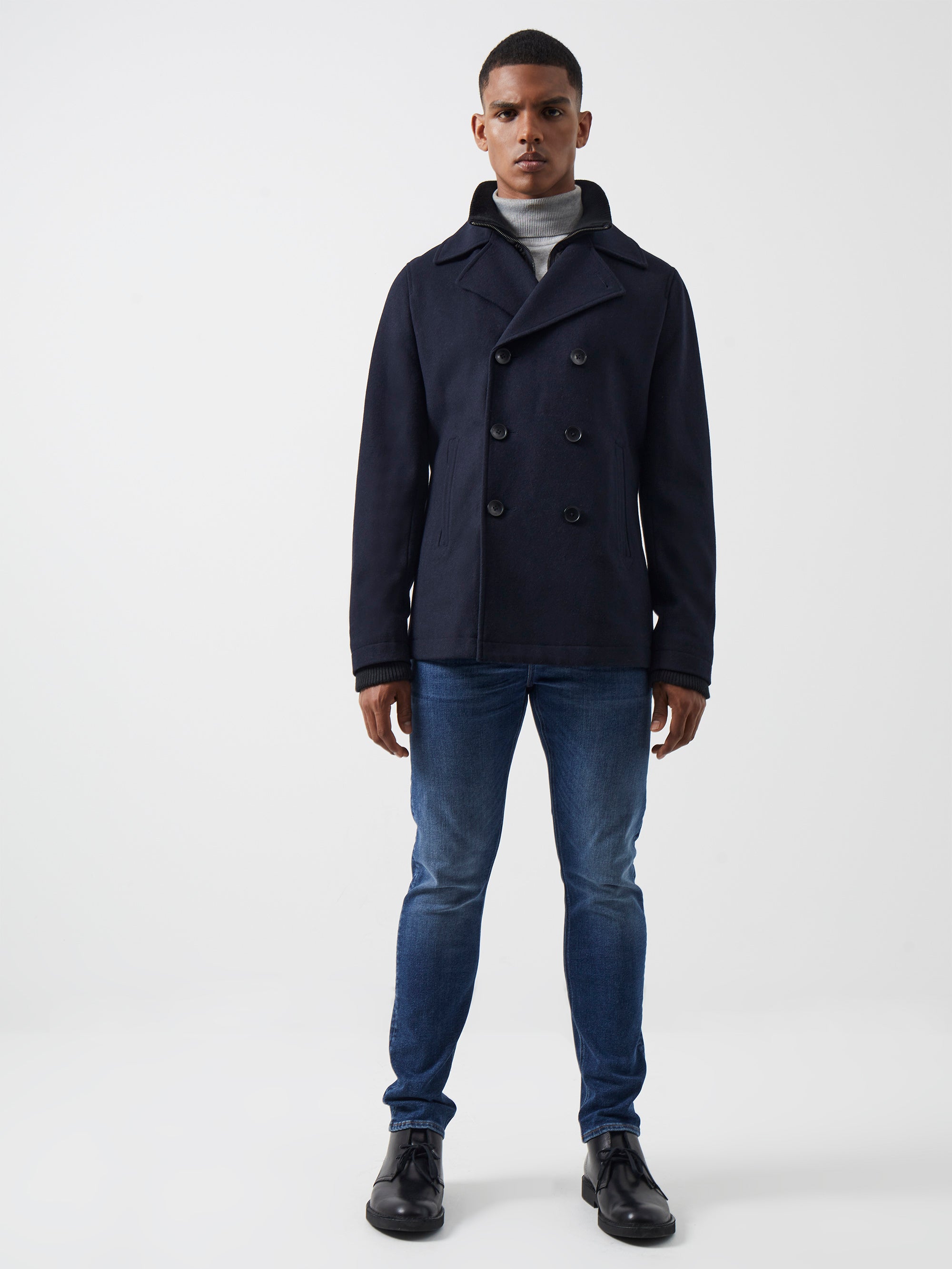 Double breasted sale hooded peacoat