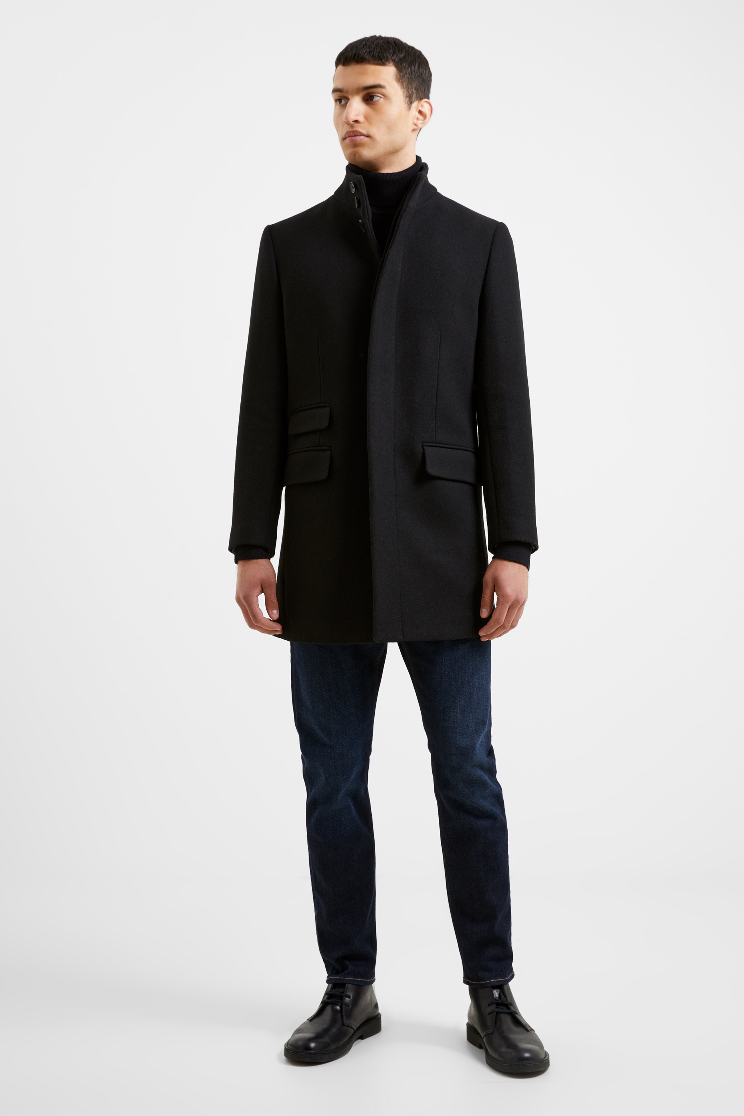 Funnel Neck Mid Length Coat