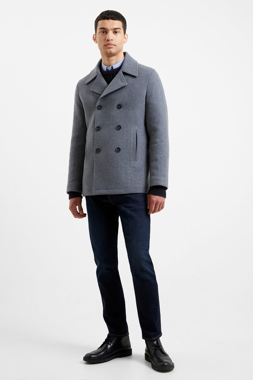 Mens double breasted sale wool peacoat