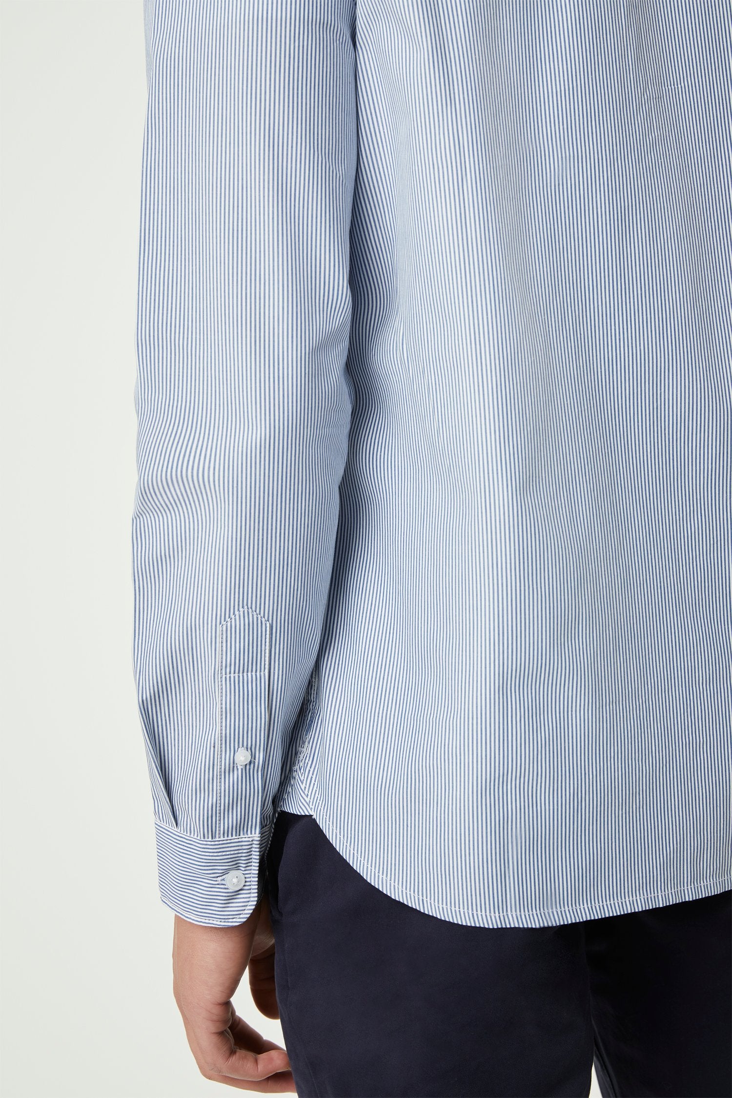 micro stripe shirt overdyed blue