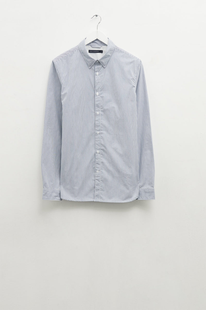 micro stripe shirt overdyed blue