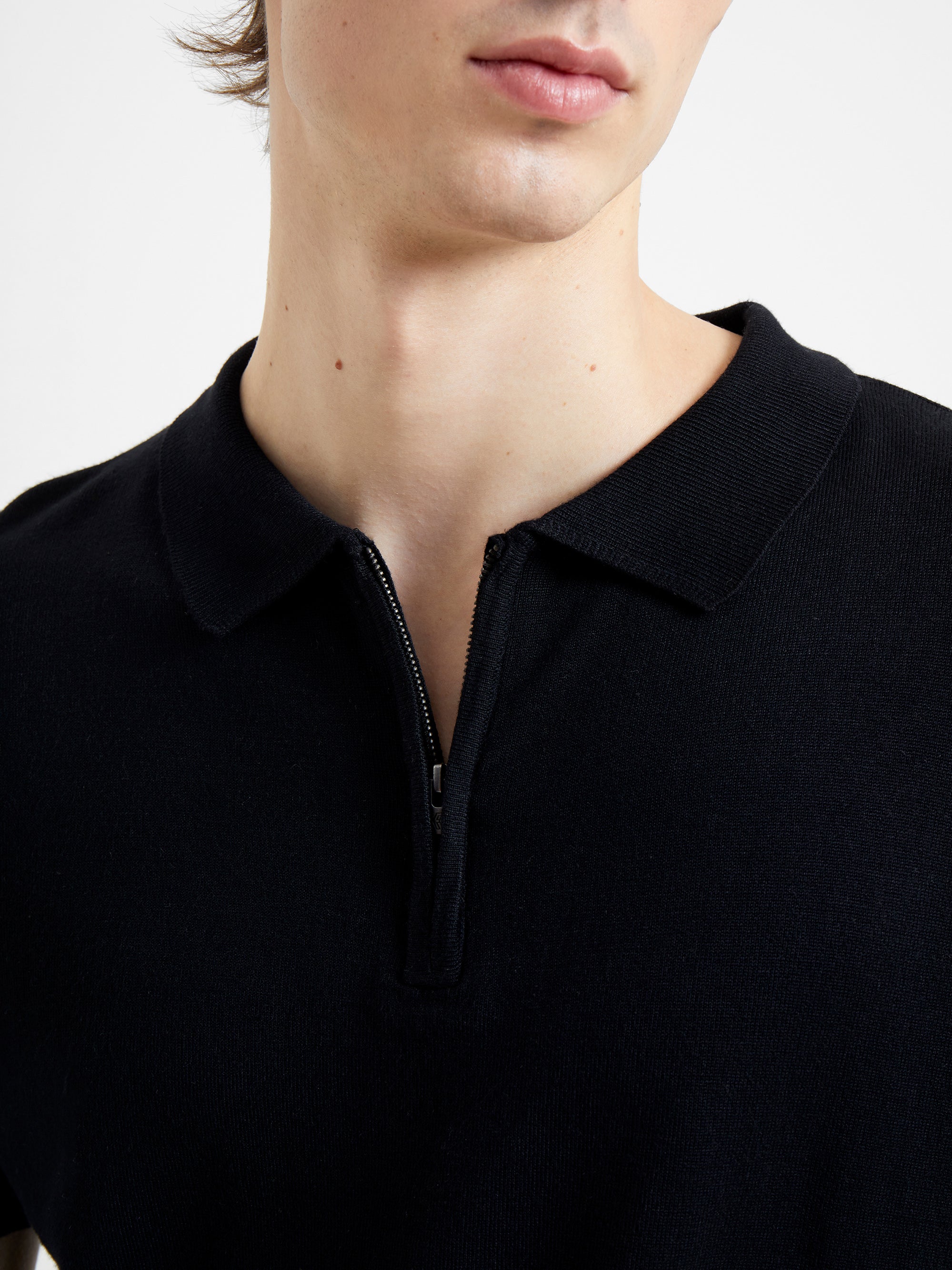 Black zip polo clearance shirt