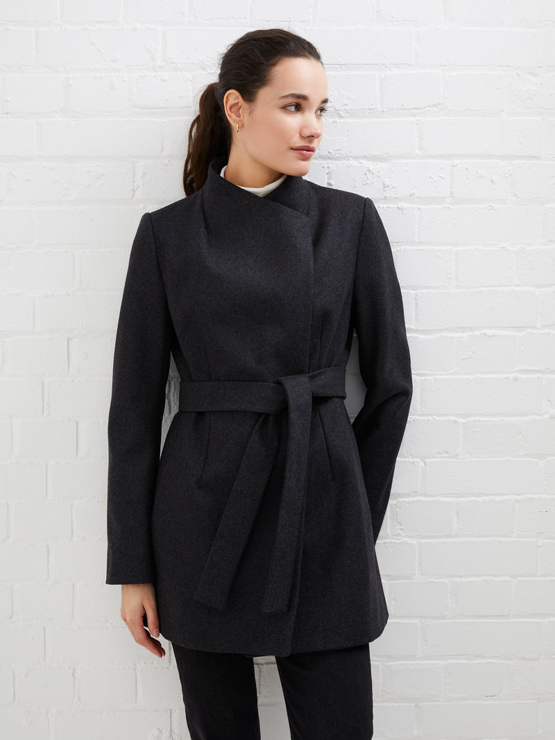 Platform Felt Crossover Coat | French Connection EU