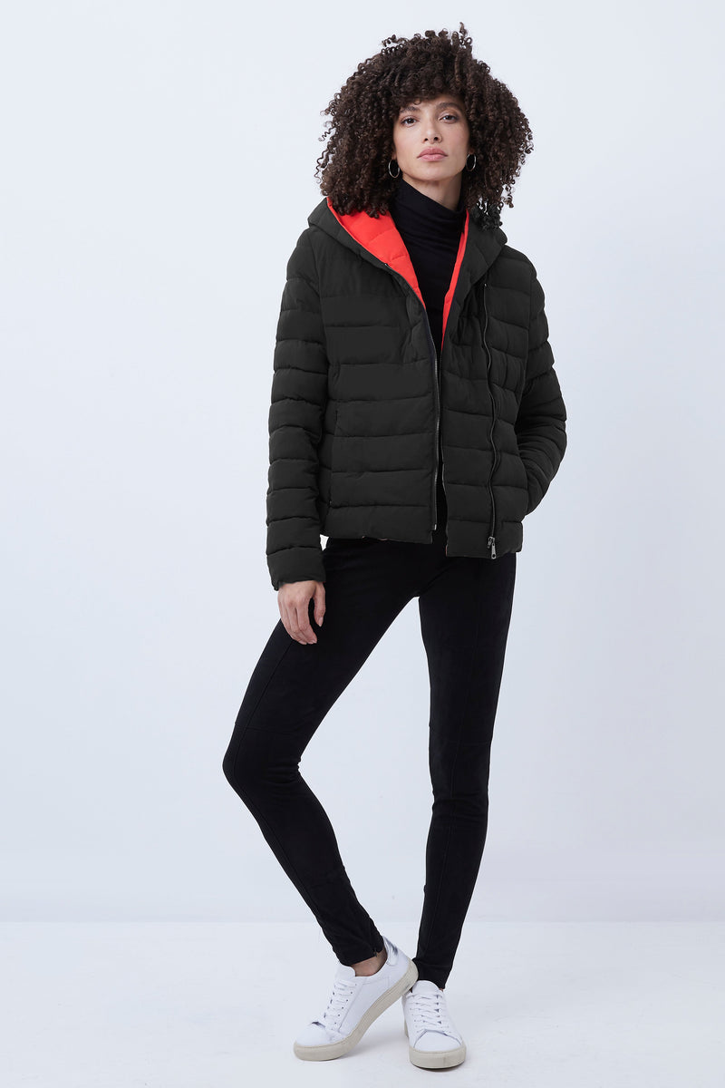 iola puffer coat black/red