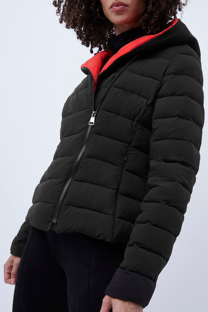 iola puffer coat black/red