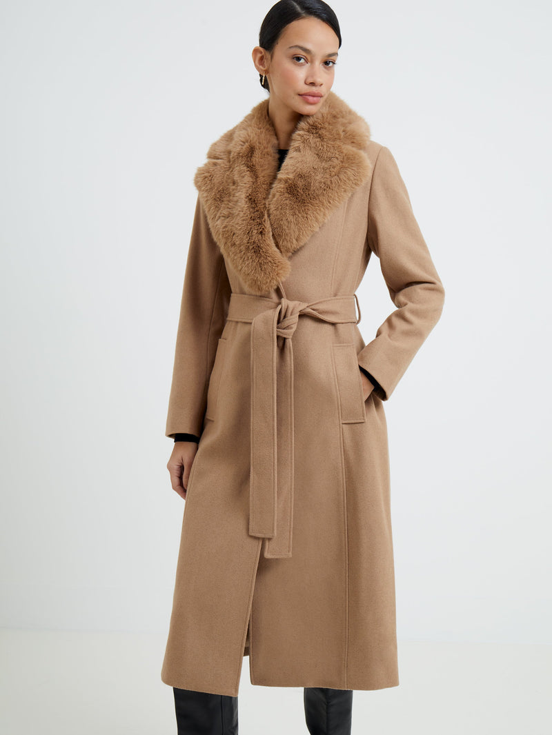 Long coat clearance with fur collar