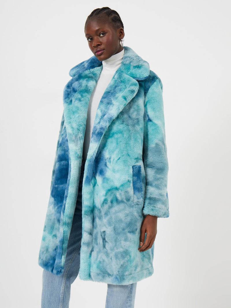 Teal faux sale fur coat