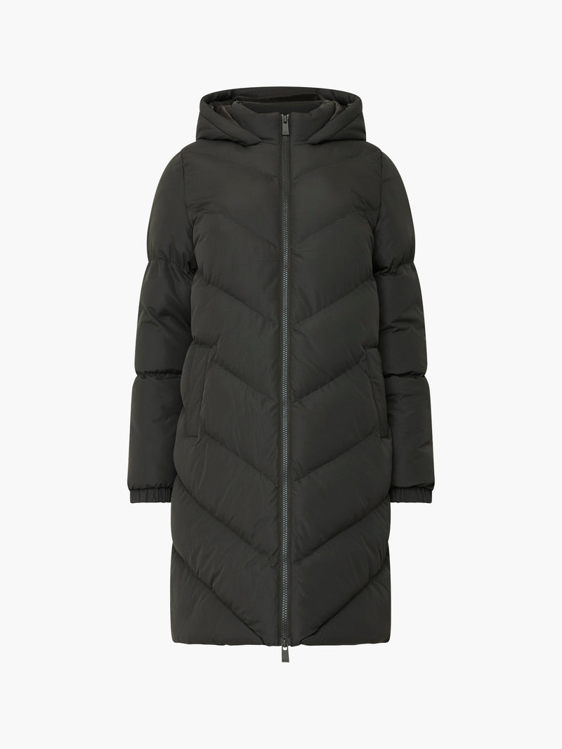 Hooded Chevron Puffer Coat