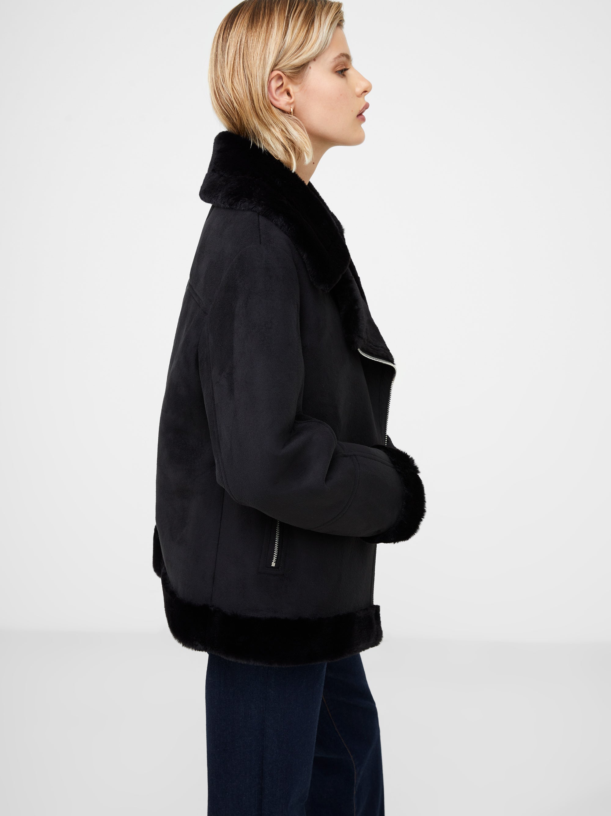 Black fur aviator clearance jacket