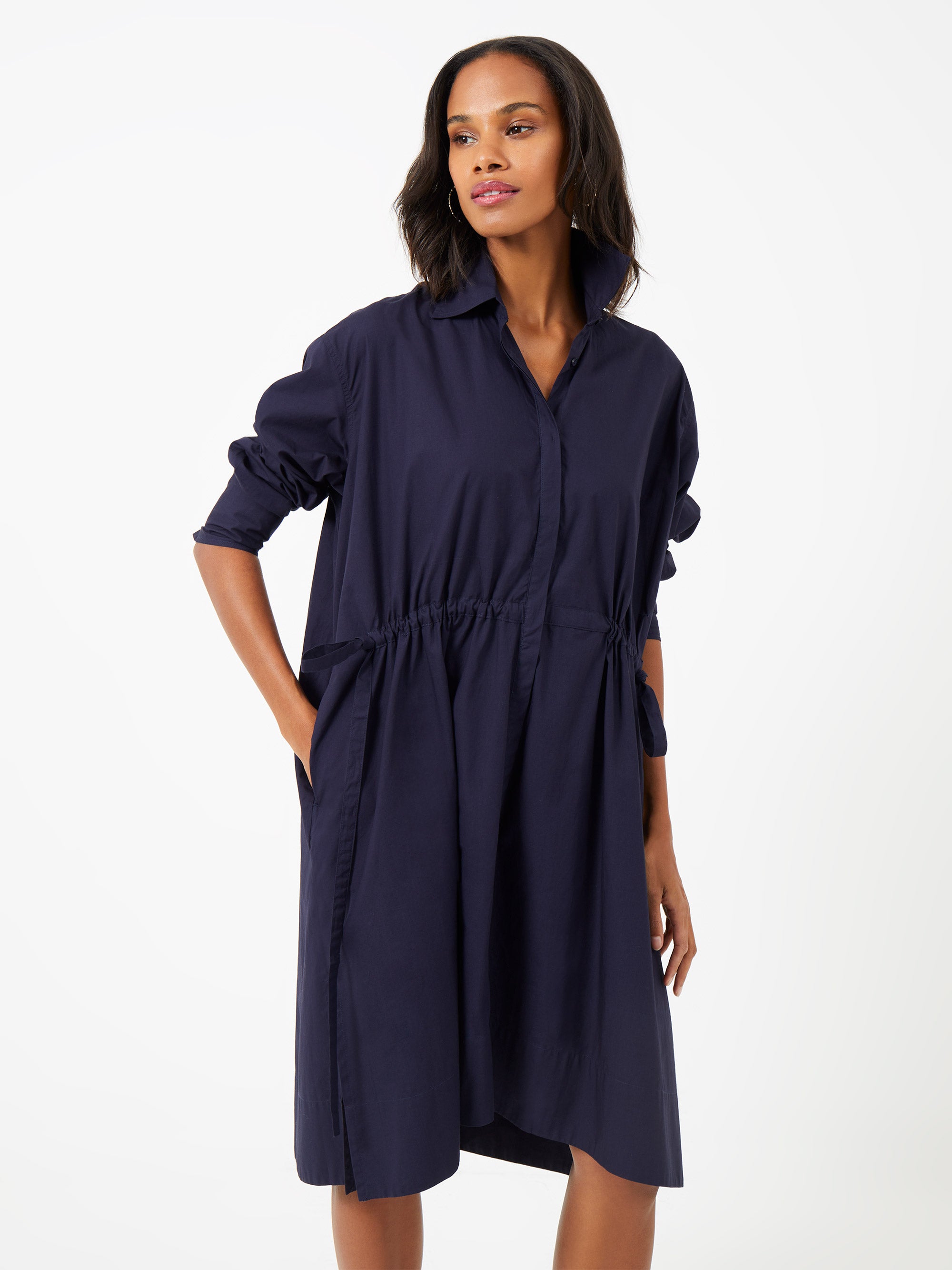 【関税込】FrenchConnectionワンピース☆Rhodes Poplin Shirt Kn Rhodes Poplin Shirt Dress Marine | French Connection EU