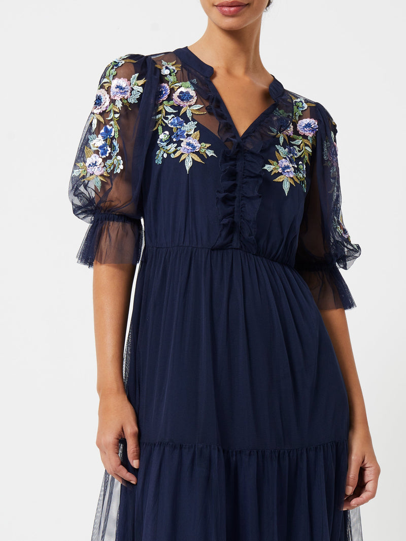 French connection 2024 black embroidered dress