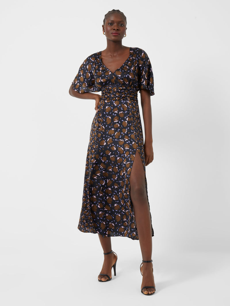 Ingrid Inu Satin Drape Midi Dress French Connection EU