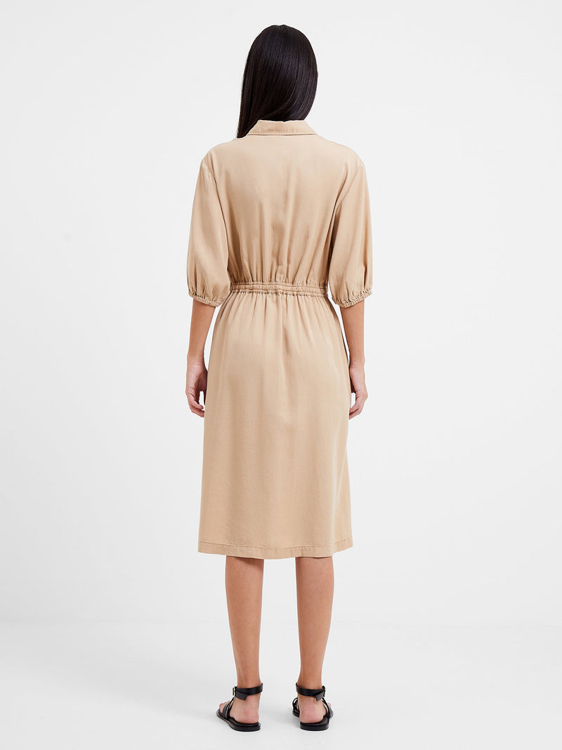 Elkie Twill Drawstring Shirt Dress