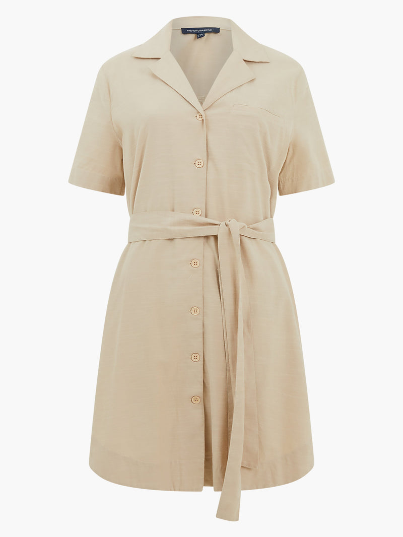 Lyocell-blend Shirt Dress - Beige - Ladies