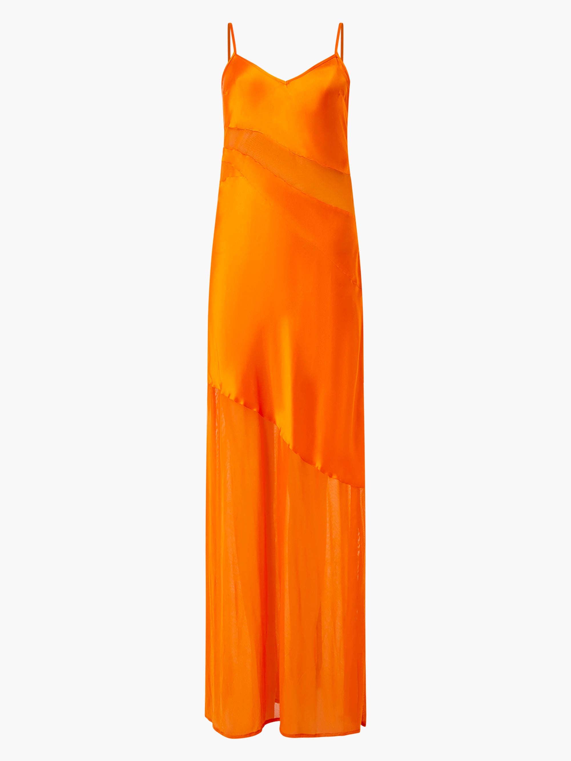 Inu Satin Strappy Mesh Maxi Dress