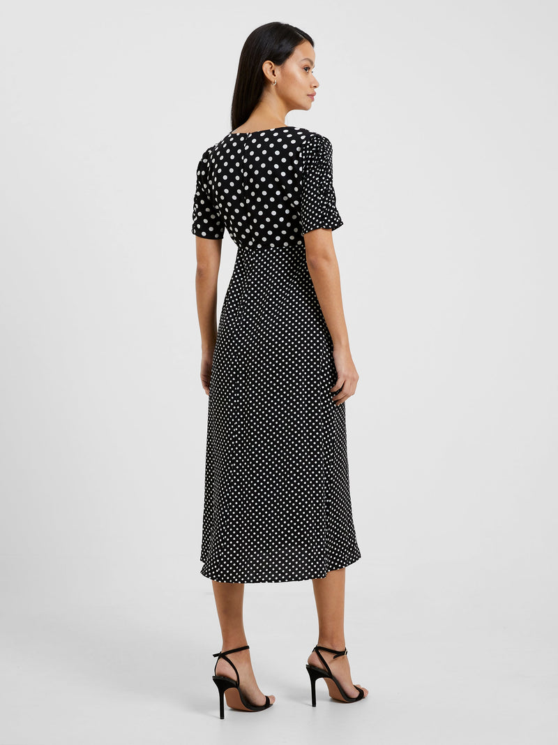 Black polka dot shop ruched side tea dress