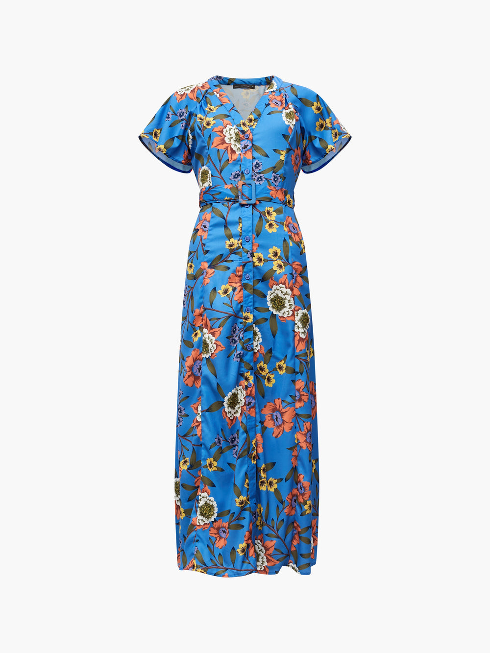 Floral Button-Through Belted Midi Dress | French Connection EU