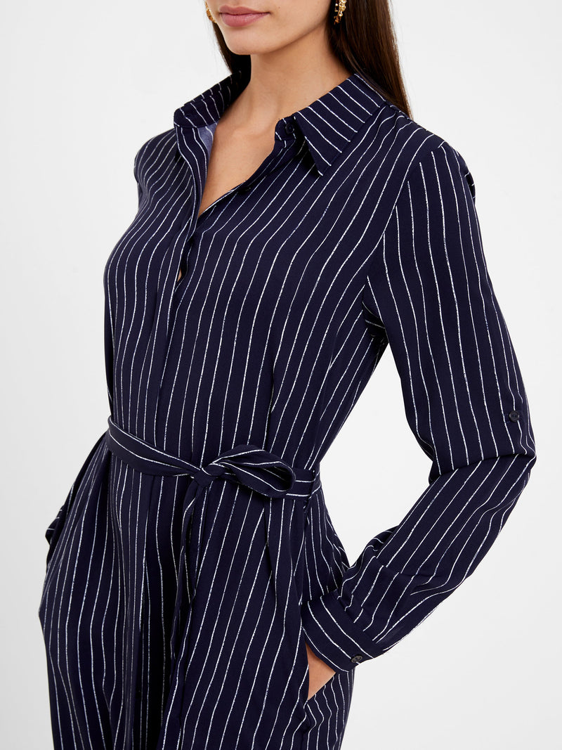 Pinstripe Button Through Shirt Dress