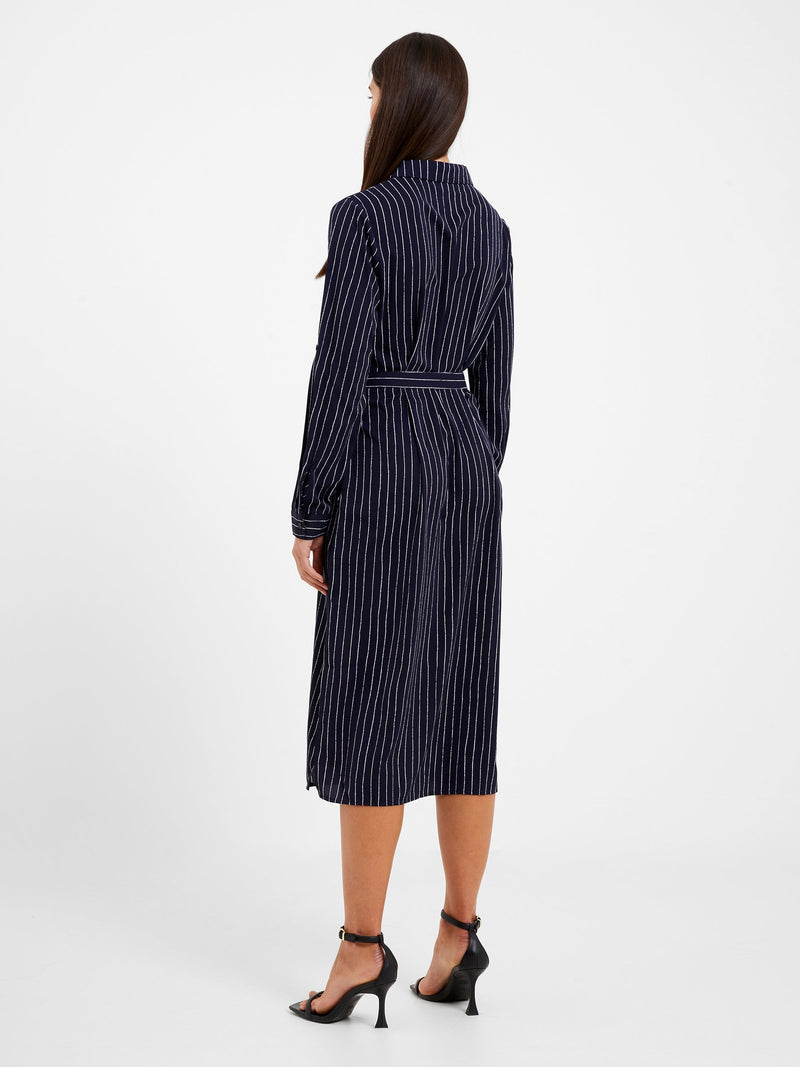 Pinstripe Button Through Shirt Dress