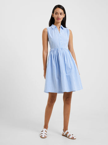 Sleeveless Gingham Smock Dress