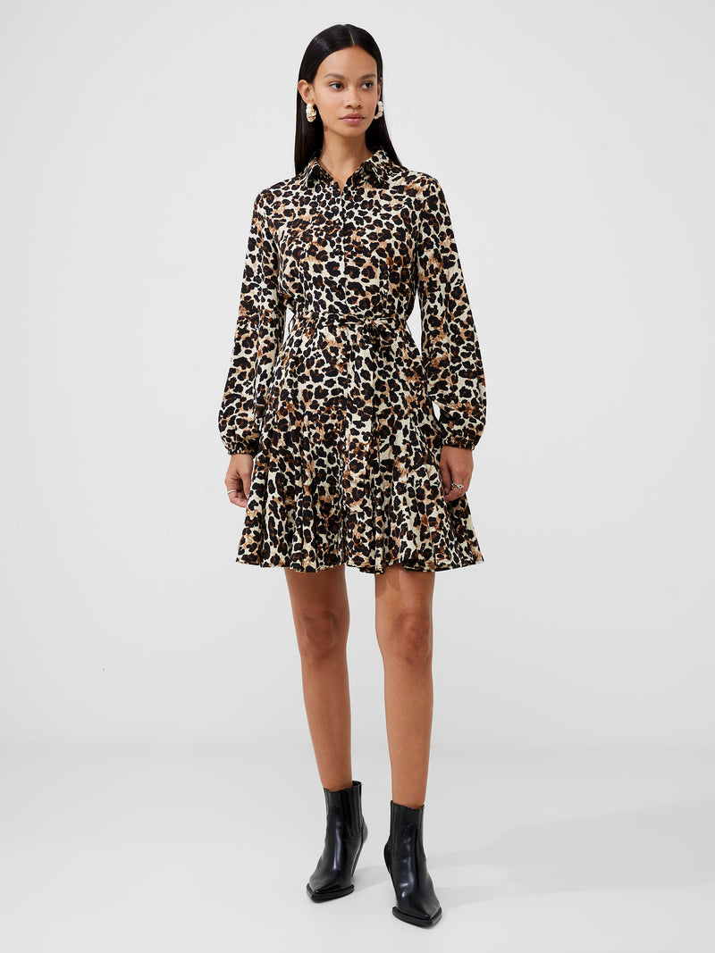 Leopard Print Belted Shirt Mini Dress French Connection EU