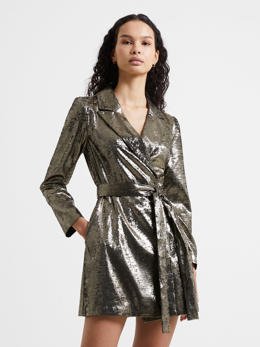 Metallic on sale tuxedo dress