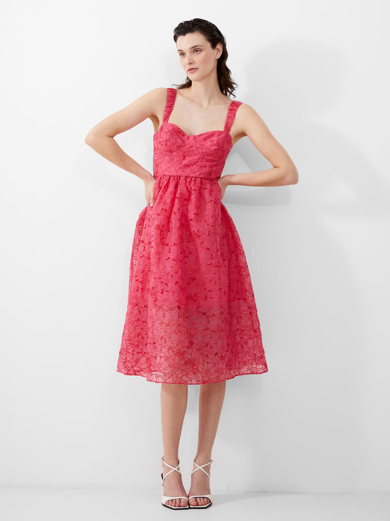 French connection chante lace midi dress hotsell