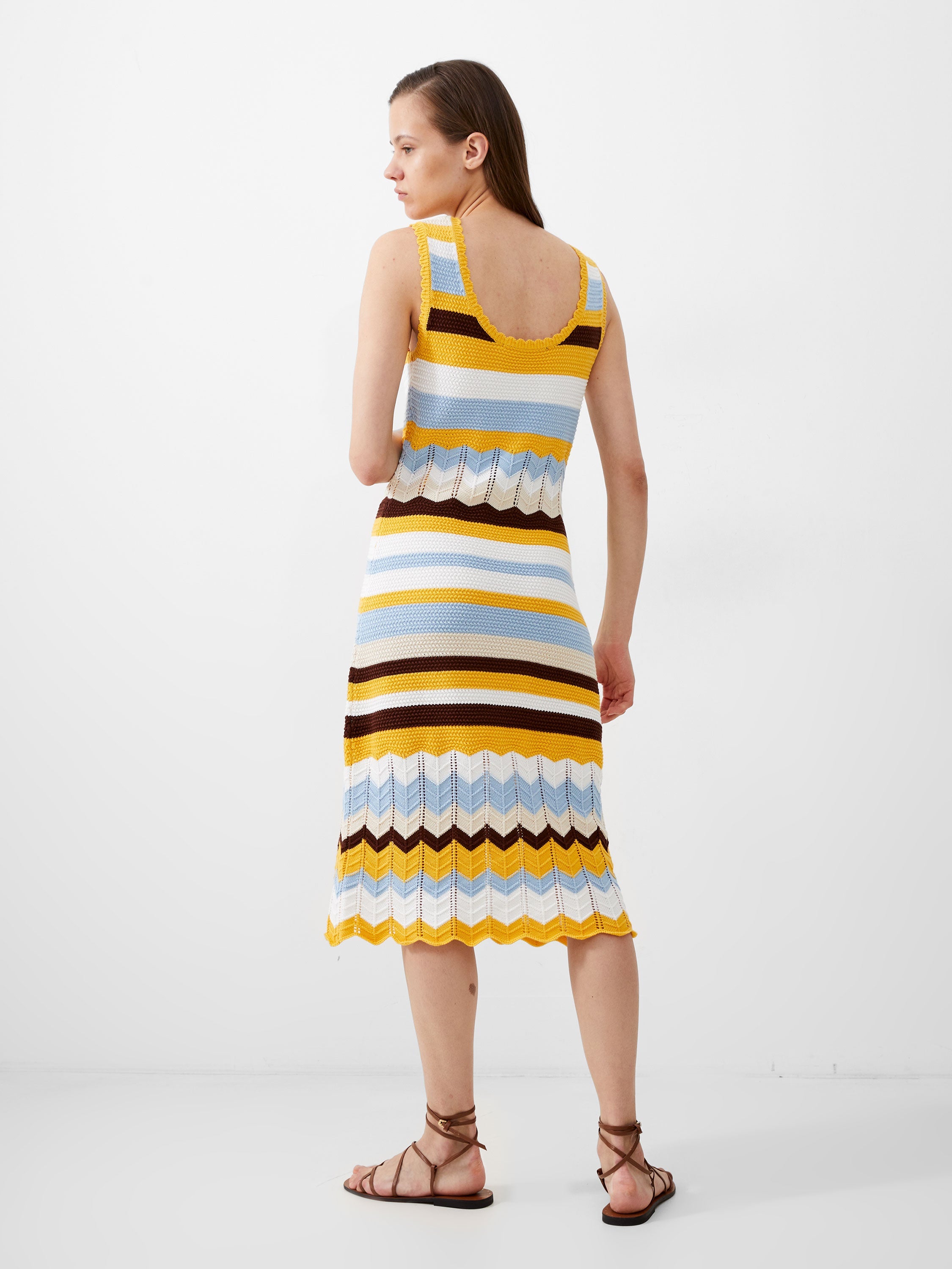 Nellis Cotton Striped Crochet Dress