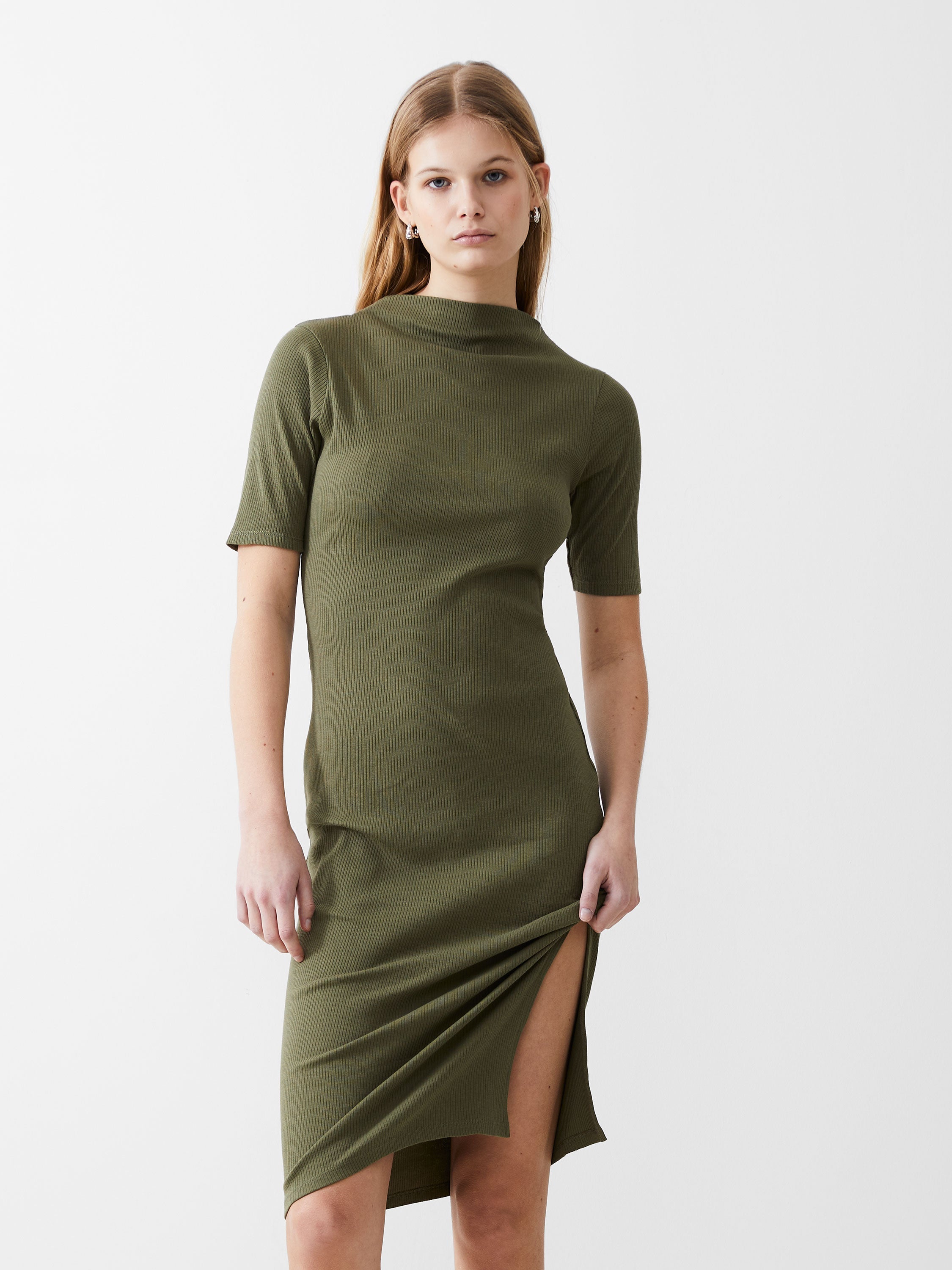 Rib Turtle Neck Dress